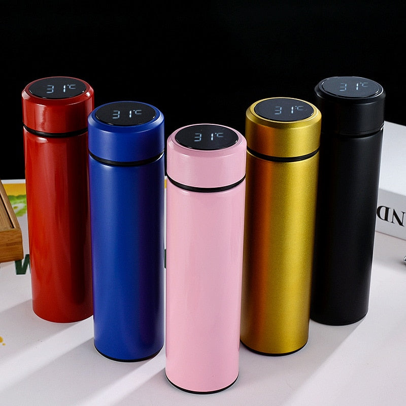 Garrafa Térmica de Aço Inoxidável com Termômetro Digital 500ml Led