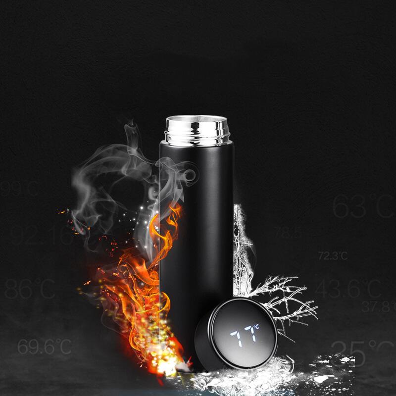 Garrafa Térmica de Aço Inoxidável com Termômetro Digital 500ml Led