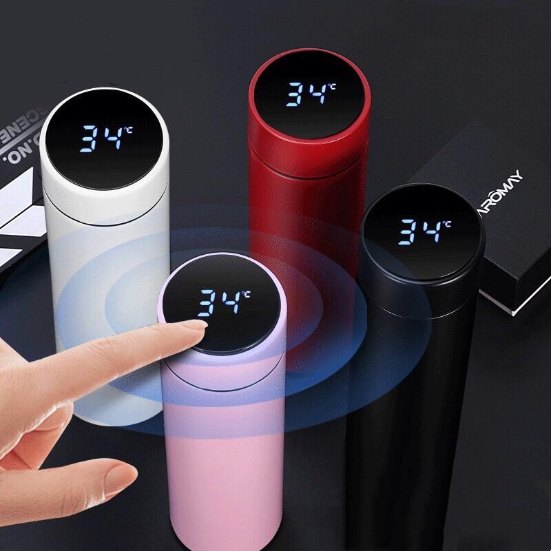 Garrafa Térmica de Aço Inoxidável com Termômetro Digital 500ml Led